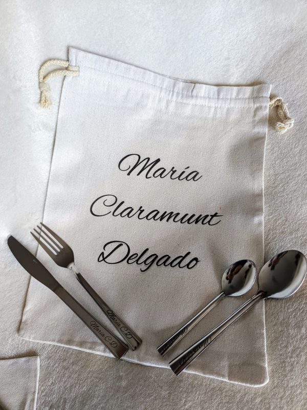 Saco con cubiertos personalizados